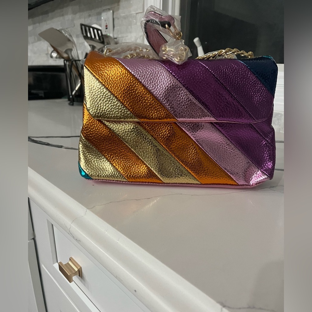 Rainbow metallic stripe crossbody bag new